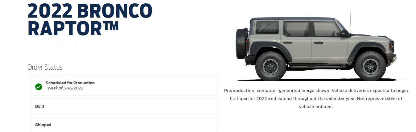 Ford Bronco ⏳ Bronco Raptor now being scheduled for production & VIN assigned Screenshot 2022-03-22 205443