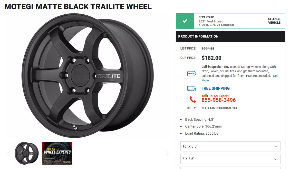 Ford Bronco Set of 5 Motegi Trailite Wheel black 16" wheels for Bronco - New in Box Capture1.JPG