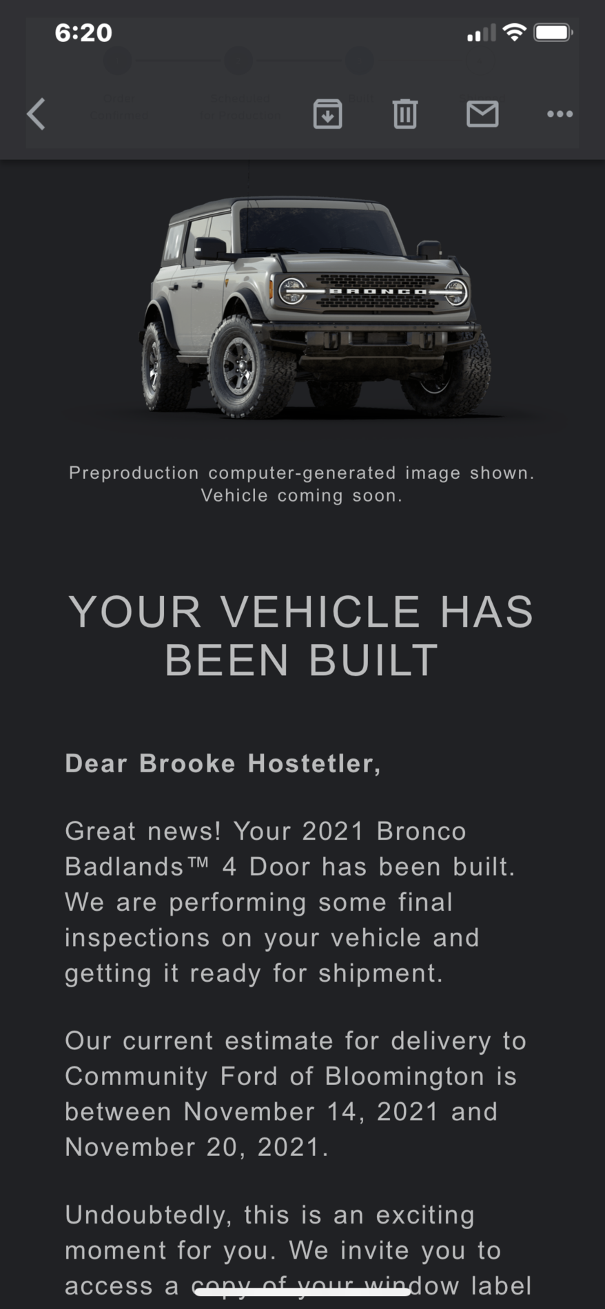 Ford Bronco 🛠 10/25/21 Build Week Group CCD842EB-1065-4AE7-A47E-9AEB2488E212