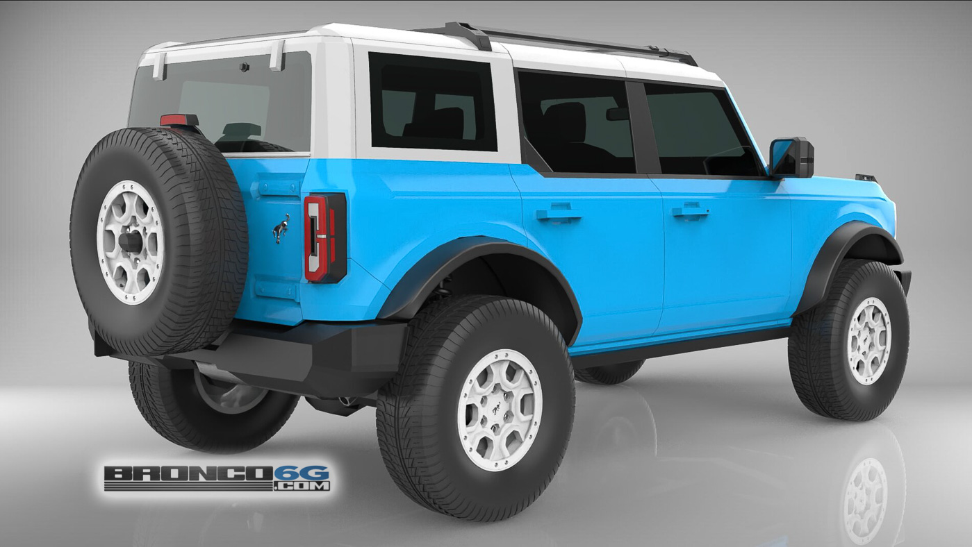 Chief Blue White Top 4 Door 2021 Bronco 3D Model Rear.jpg