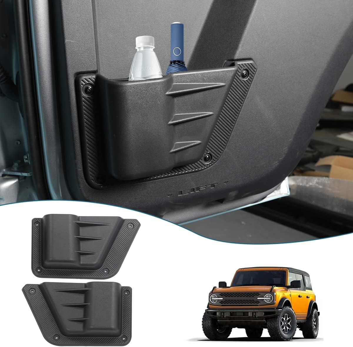 Ford Bronco LOW PRICE ALERT - SHIPS SAME DAY - Door Insert Storage Cupholder Boxes For 2021-2023 Ford Bronco 2/4 Door door-insert-storage-boxes-for-2021-2023-ford-bronco-2-4-door-2