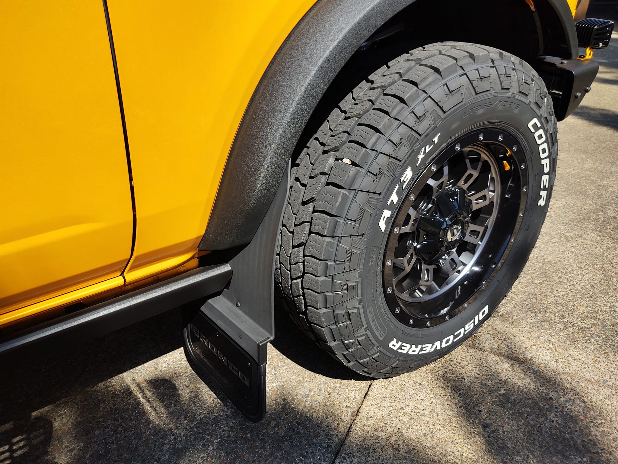 Ford Bronco Rock chips lower portion of door FuelTiresFlapsDONE