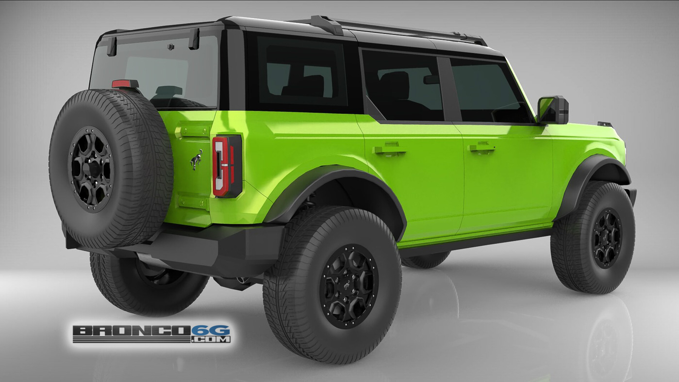 Ford Bronco 4 Door Bronco Colors 3D Model Visualized Grabber Lime Green 4 Door 2021 Bronco 3D Model Rear