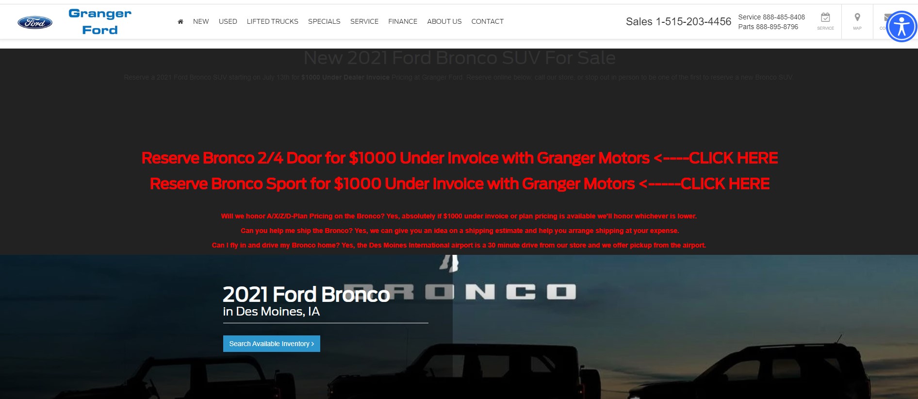 Ford Bronco Bronco Dealers: No-ADM, X-Plans & Special Discounts Master List Granger_Ford_Bronco_Pricing_071820
