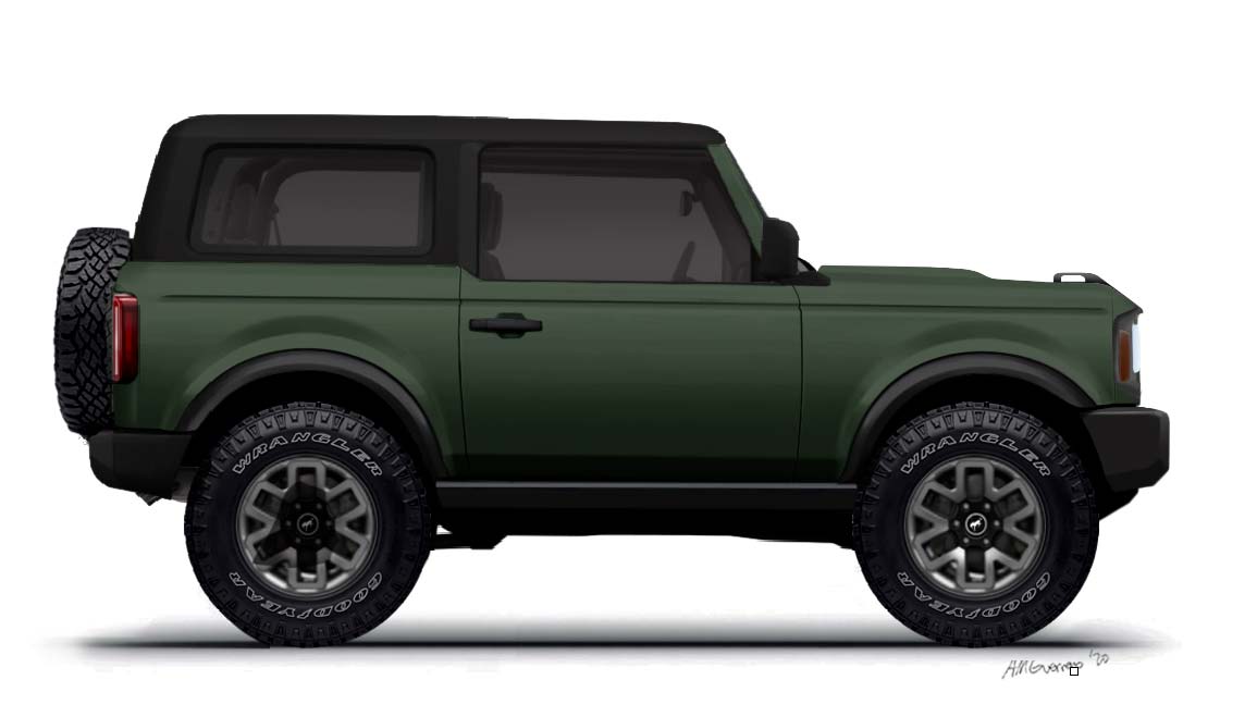 Bronco 2 Door Preview Renderings With White Top 2021 Ford