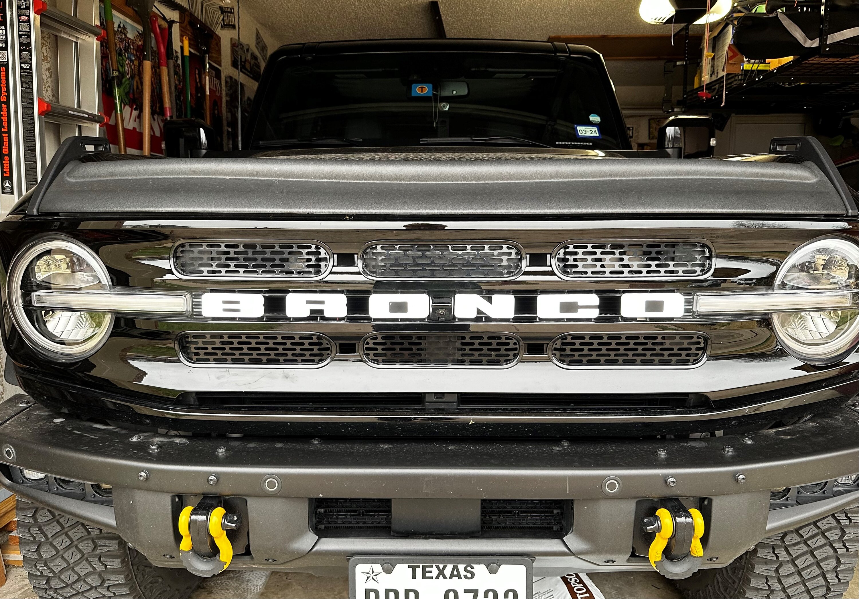 Ford Bronco Mesh grill inserts installed on Big Bend grill inserts