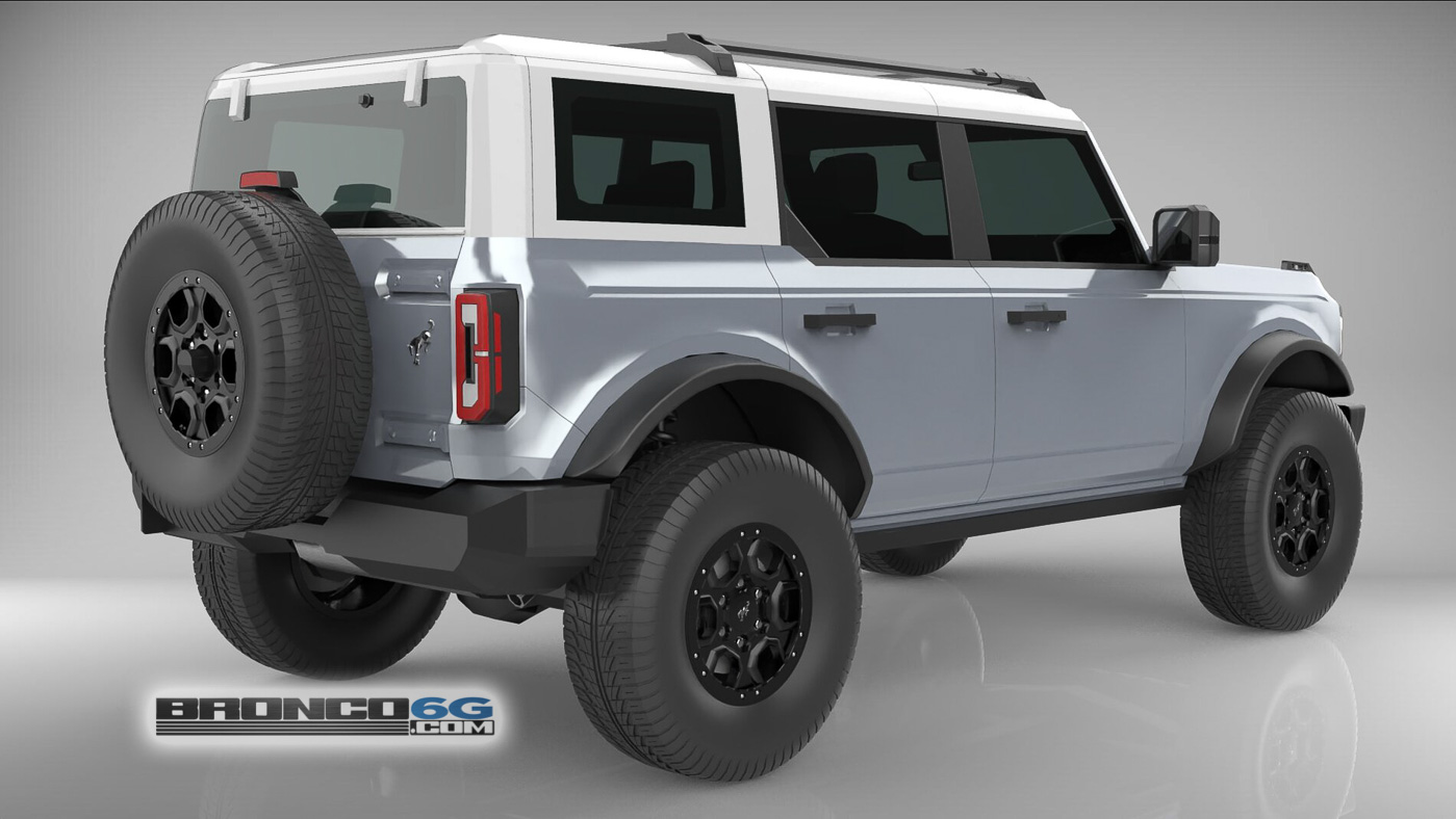 Ford Bronco 4 Door Bronco Colors 3D Model Visualized Iconic Silver White Top 4 Door 2021 Bronco 3D Model Rear