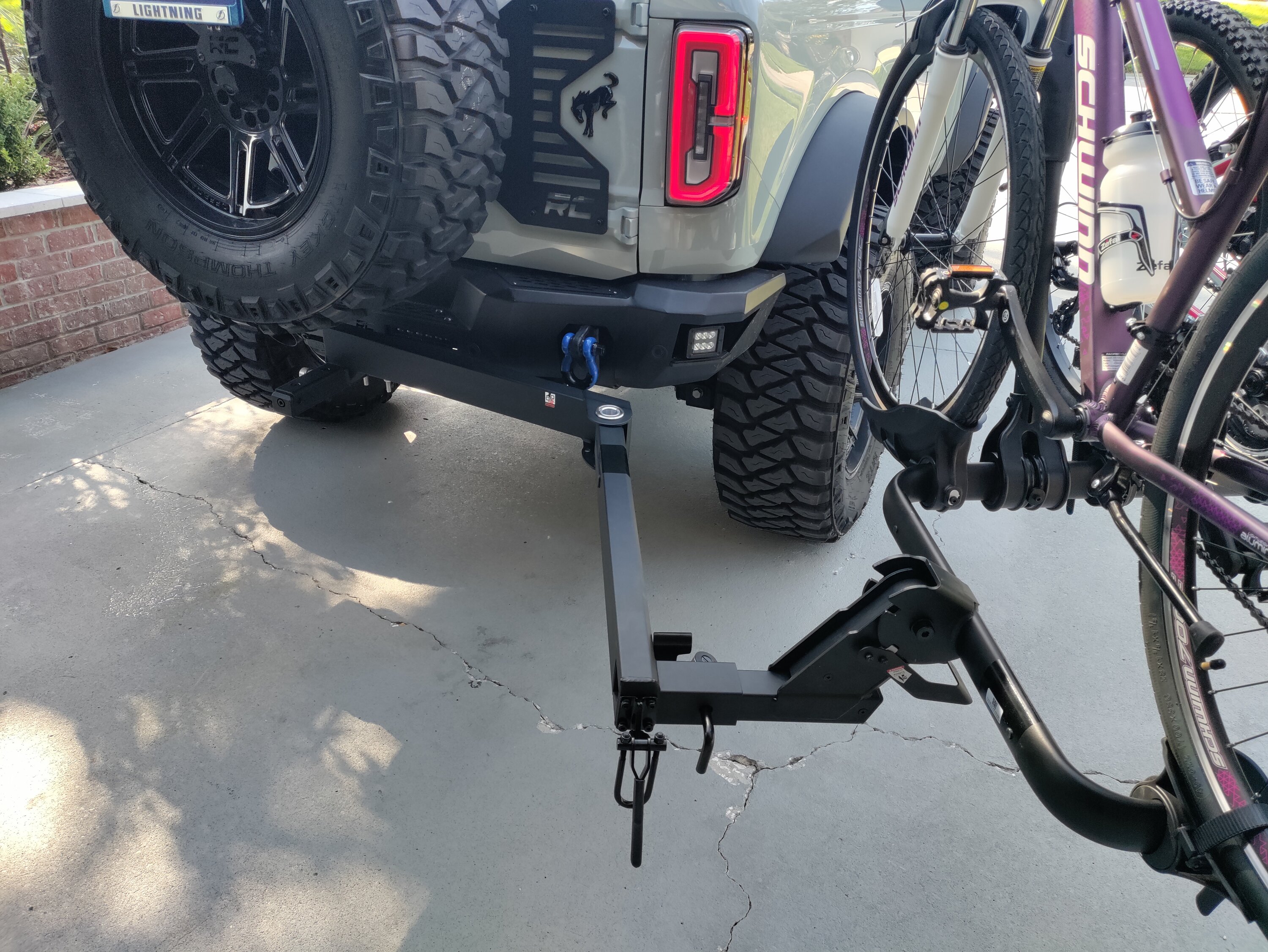 Ford Bronco KUAT 3 bike rack and swing away installed on Bronco IMG_20230627_173024