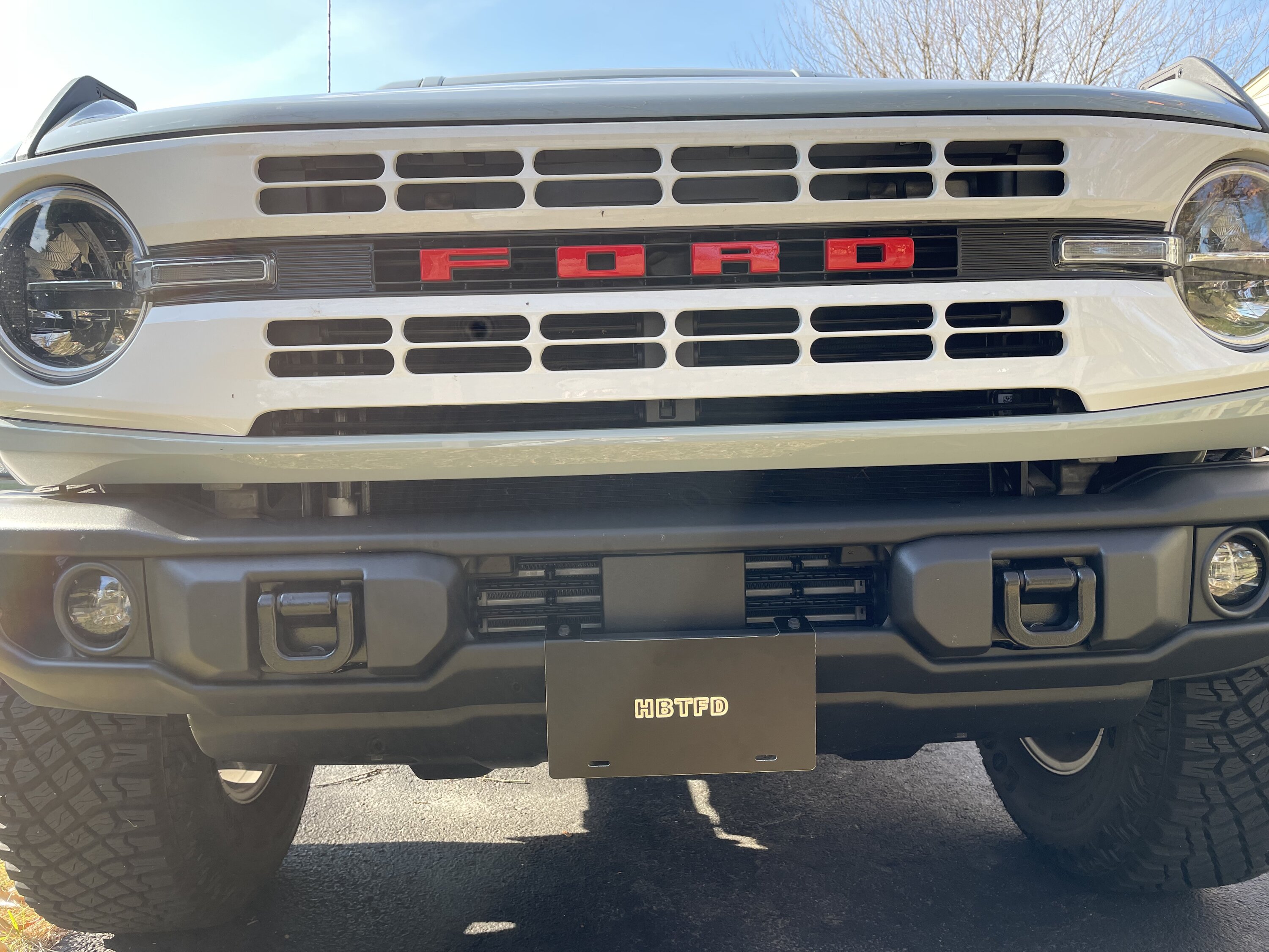 Ford Bronco Capable steel bumper license plate bracket (Heritage Bronco)- NO DRILLING required IMG_2606