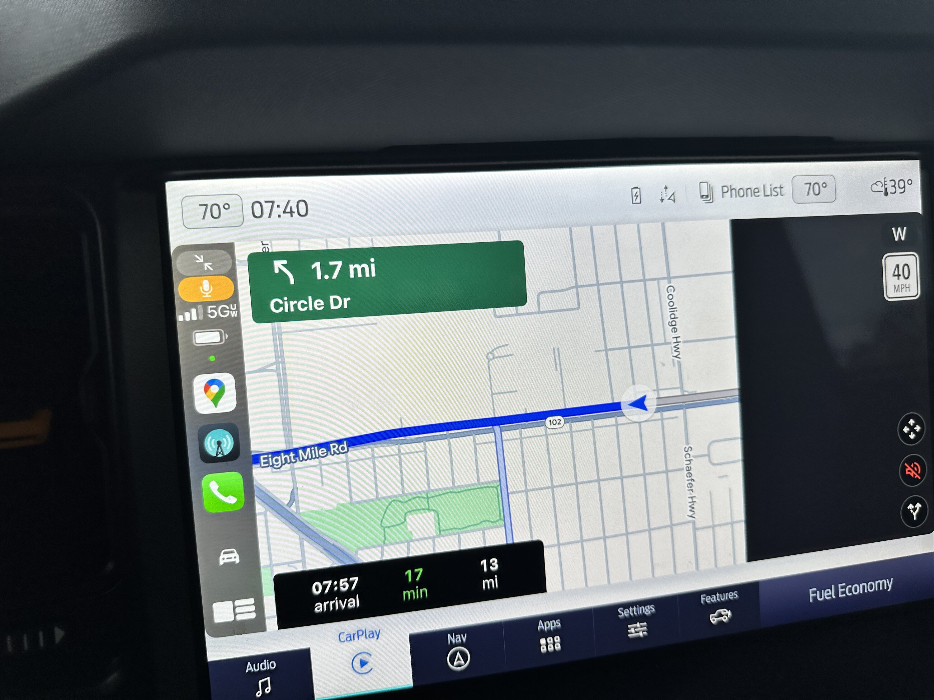 Ford Bronco CarPlay google maps gets stuck in 2/3 screen: IMG_5010