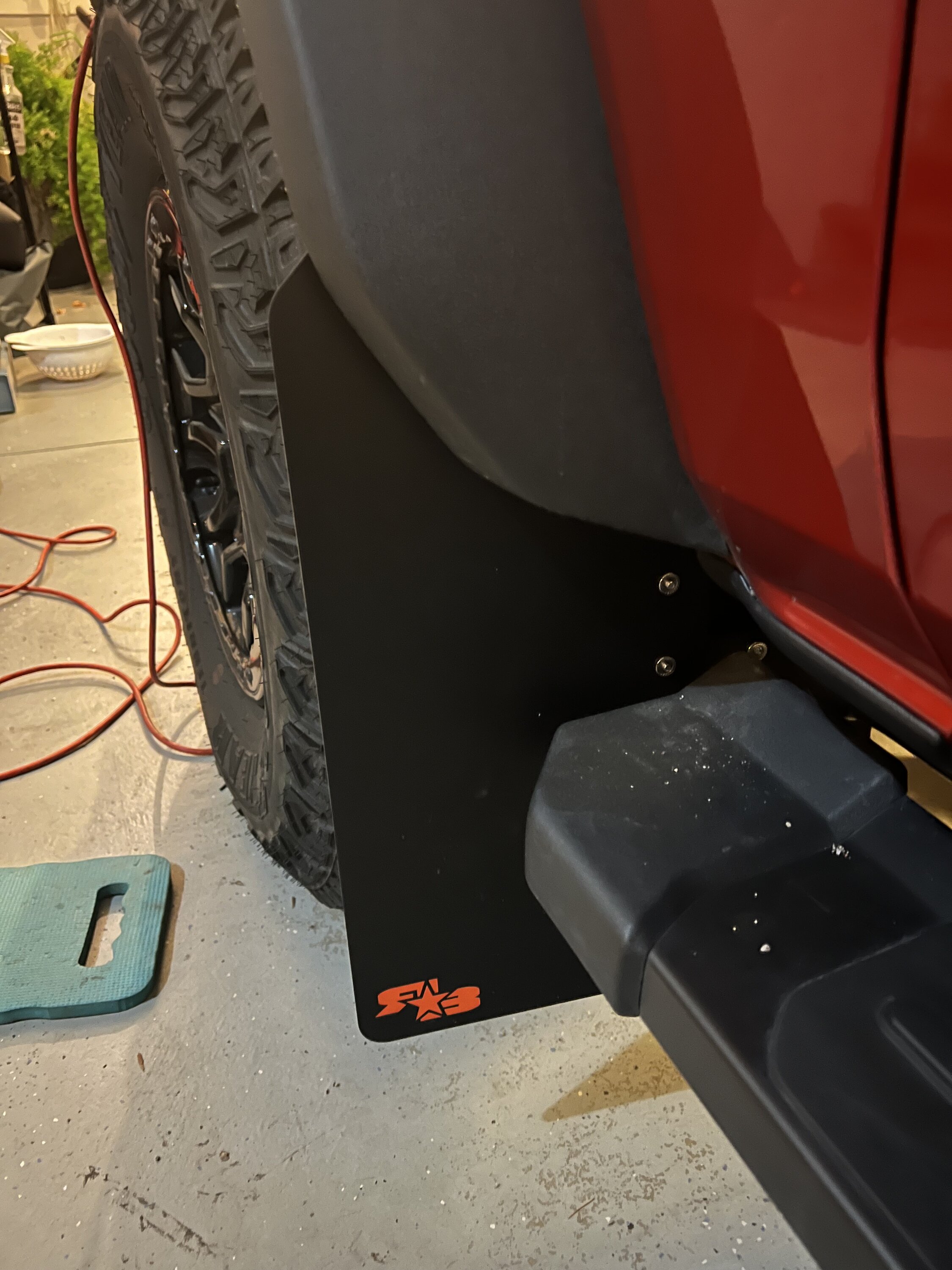 Ford Bronco RokBlokz mud flap install on '23 WT SAS IMG_7146
