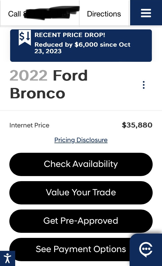 Ford Bronco Used 2022 Base Base dealer price IMG_7630