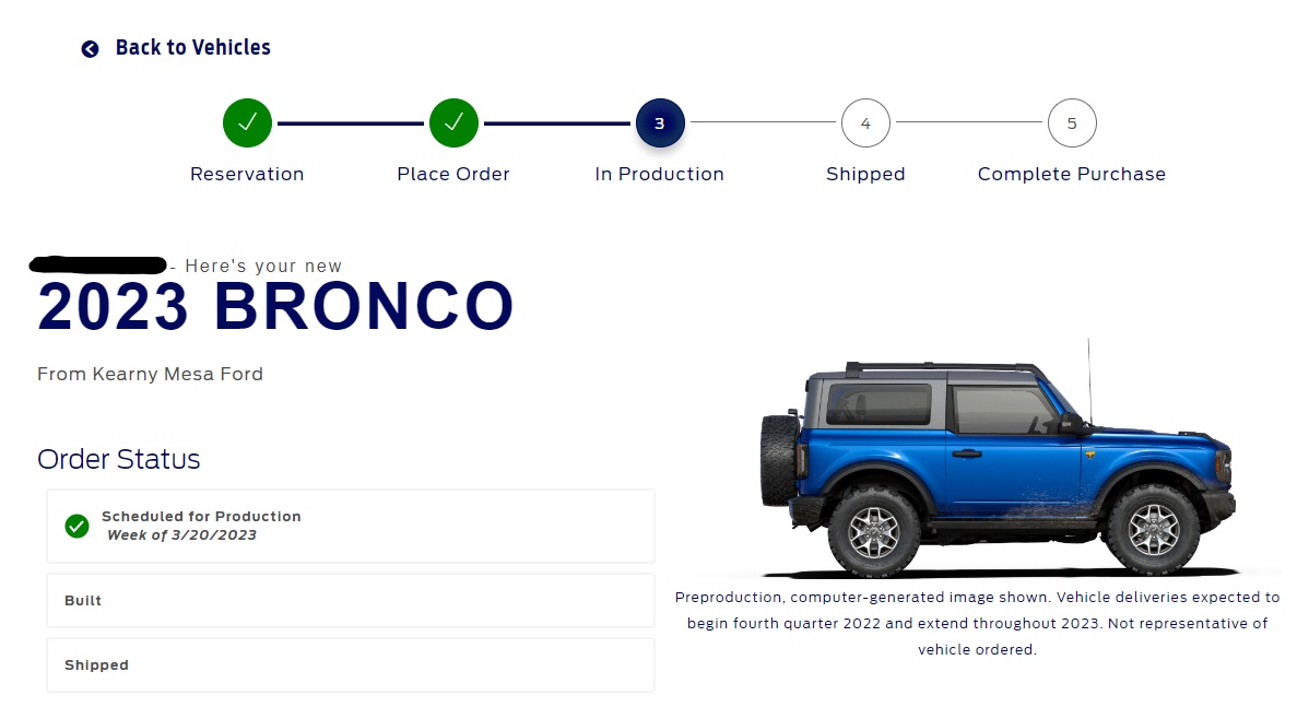 Ford Bronco 📬 Just got scheduled email today Jan 19! Post yours! InkedBroncoStatus