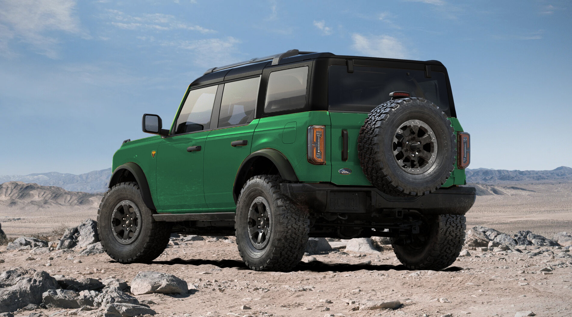 Ford Bronco Rendering: 2022 Boxwood Green and Cactus Gray OBX with 33s + white tops + shadow black tops Mallard