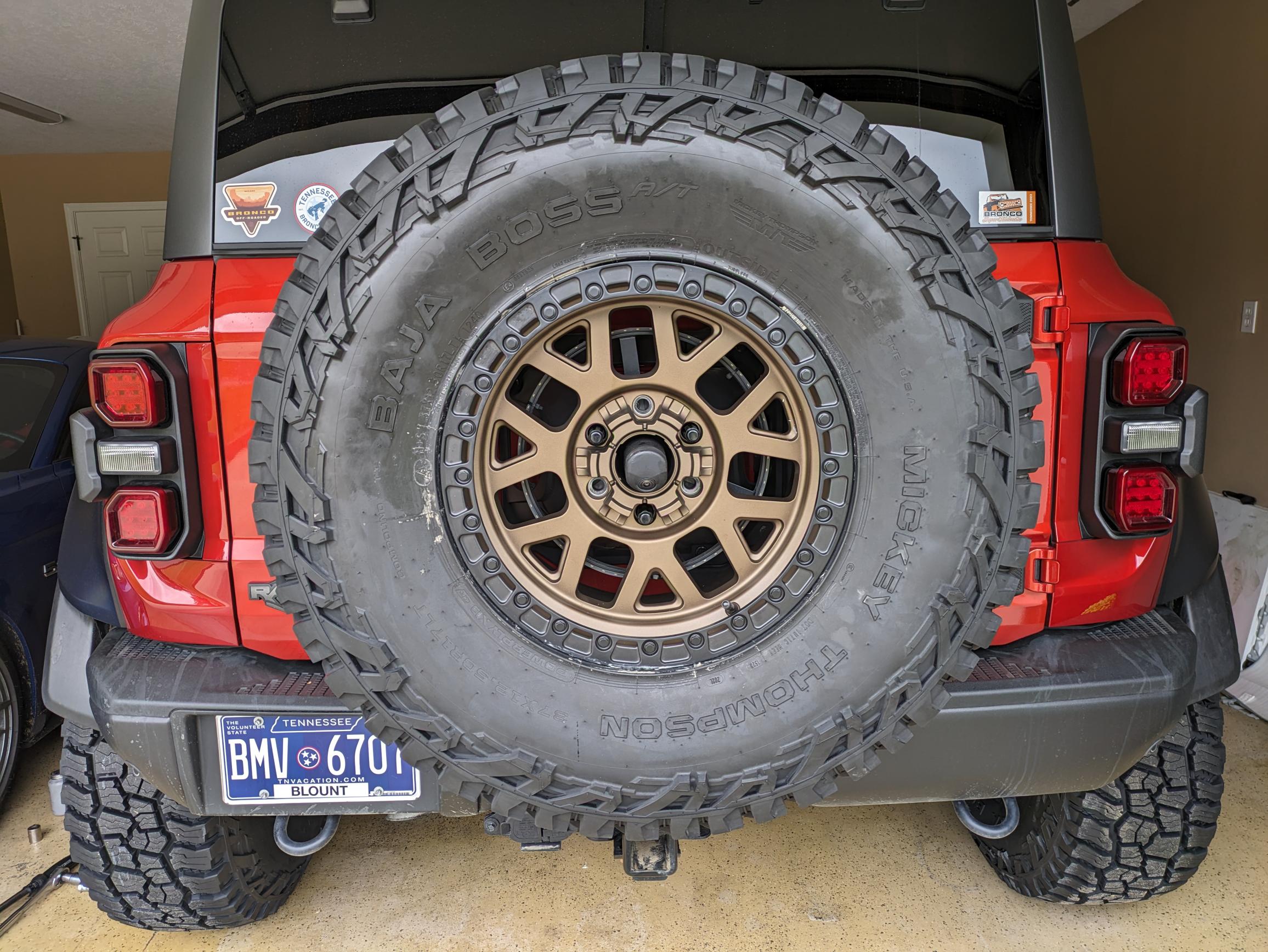 Ford Bronco Hot Pepper Red Bronco Raptor teams up with Weld Racing Wheels and Mickey Thompson Tires PXL_20230714_135250259
