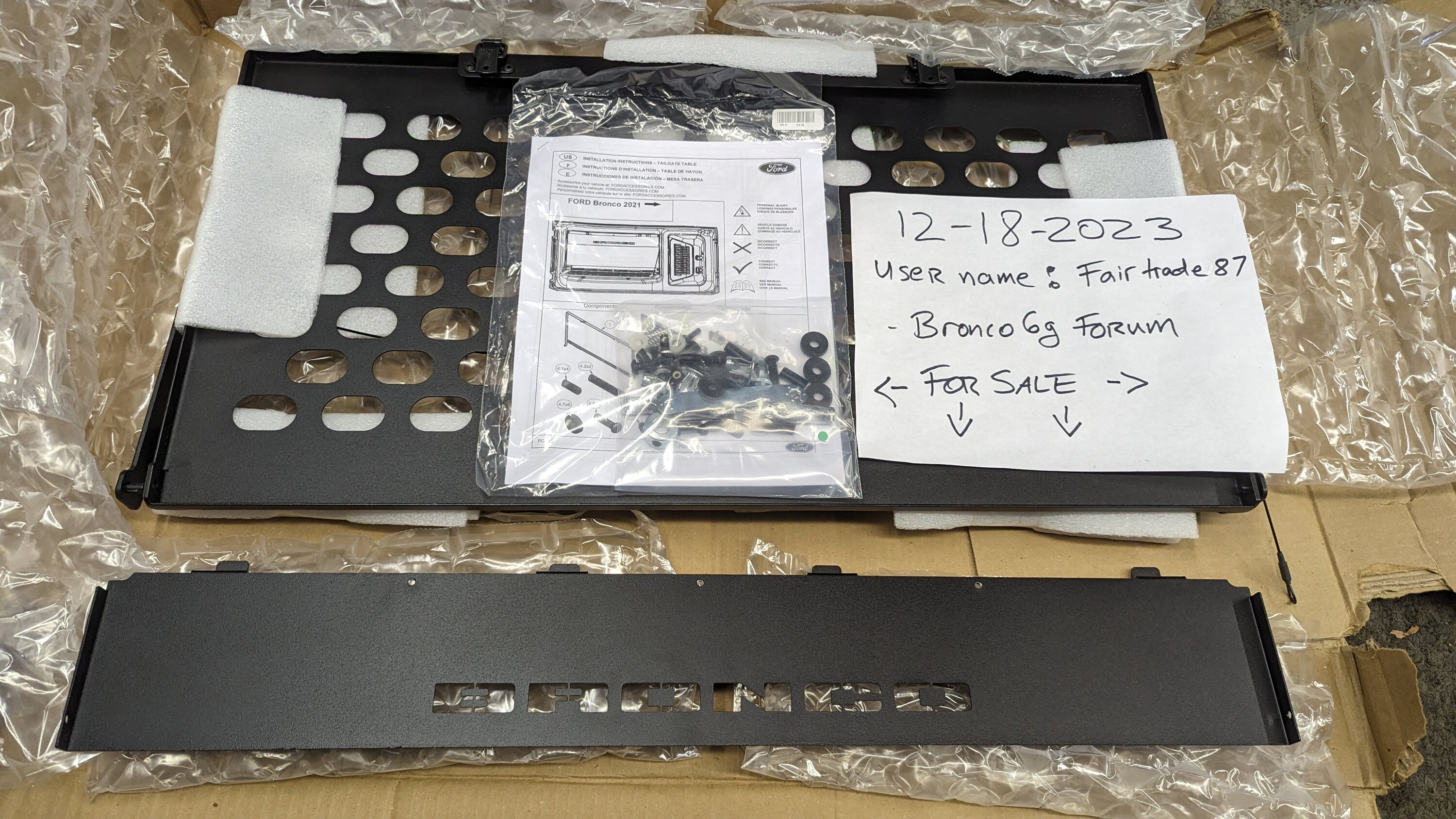 Ford Bronco New, Cargo door tray table. Genuine Ford Parts: VM2DZ-78407A99-B. $175 PXL_20231218_171904923