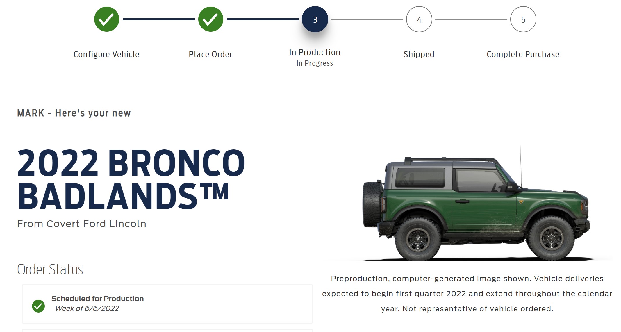 Ford Bronco ⏱ Bronco Scheduling Next Week (4/18) For Build Weeks 5/30-6/27 and 7/11-7/25 Scheduled