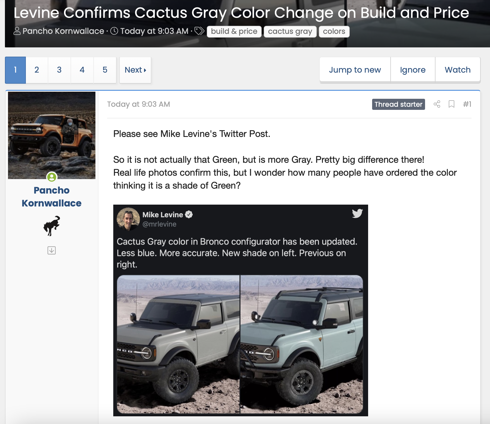 Ford Bronco Levine Confirms Cactus Gray Color Change on Build and Price Screen Shot 2021-02-08 at 11.28.45 AM