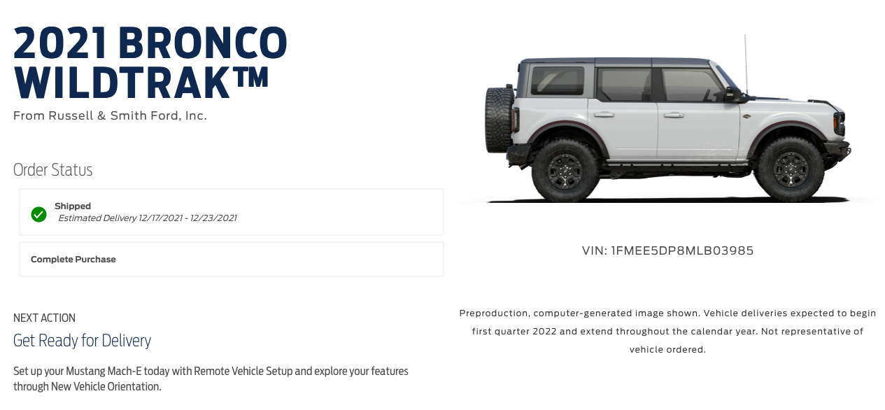 Ford Bronco Check your Bronco order status using back door link. Found out I'm In-Production without email received Screen Shot 2021-12-19 at 7.24.38 AM