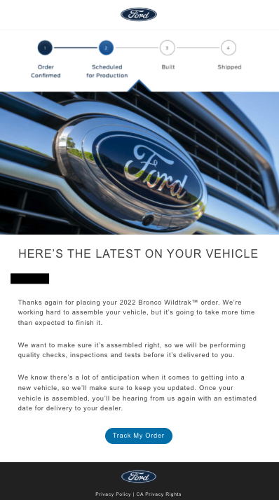Ford Bronco "Here's the Latest On Your Vehicle" spam email from Ford Screen Shot 2022-03-18 at 8.35.32 PM
