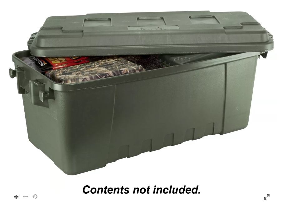 Medium Plano storage trunk fits well in 4dr