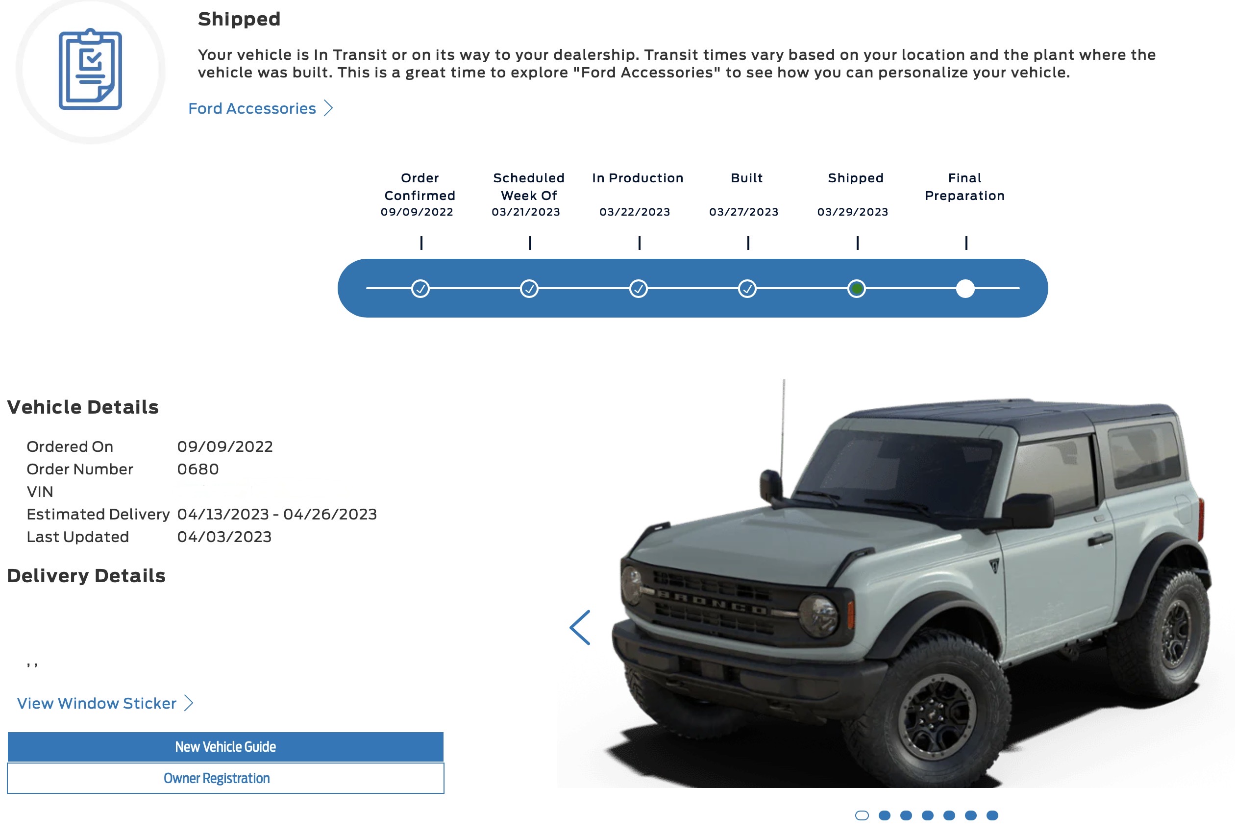 Ford Bronco BaseSquatch models built in 2023, shipping status Screen Shot 2023-04-05 at 8.29.54 AM