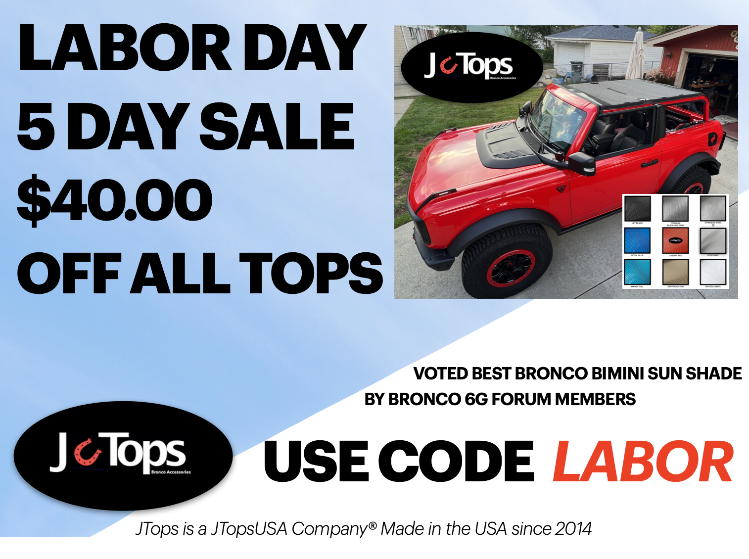 Ford Bronco JTops 5 Day Labor Day Sale. Screen Shot 2023-08-30 at 6.23.16 PM
