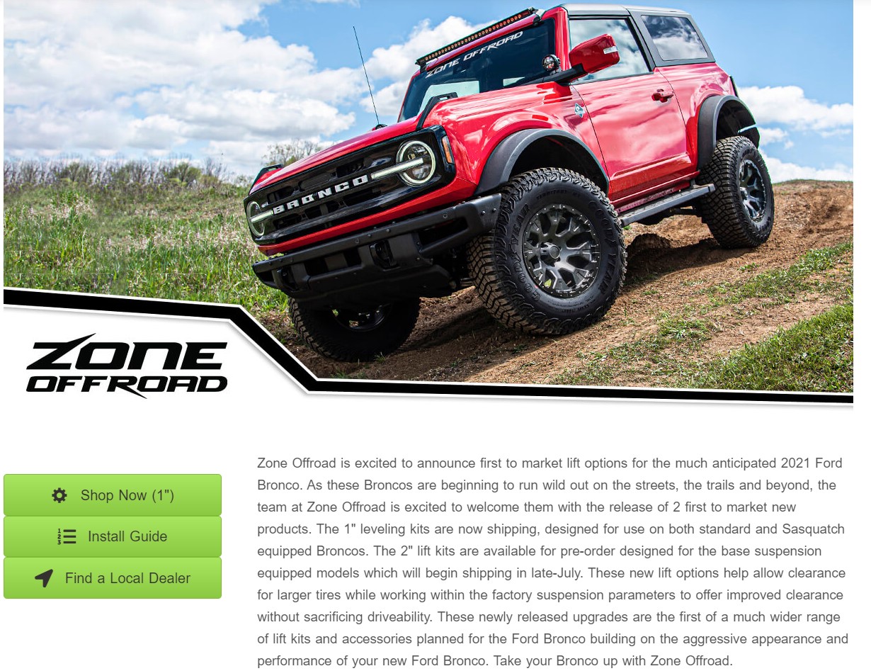 Ford Bronco FYI: Zone Off-Road is Now Offering Leveling Kits For Bronco Screenshot 2021-07-01 111806