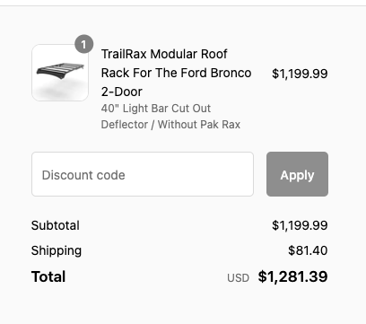 Ford Bronco Trailrax TRMR 2 door Roof Rack w/ 40" Heretic LED light bar - $1600 Screenshot 2023-02-19 at 2.50.25 PM