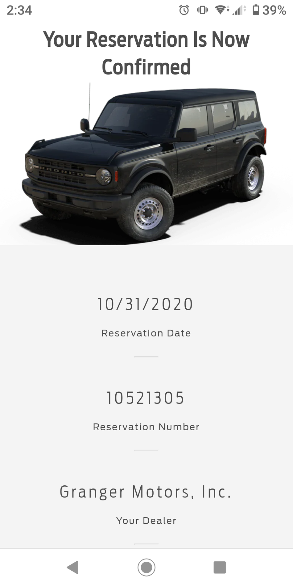 Ford Bronco $2000 off Invoice on October Bronco Reservations at Granger Ford Screenshot_20201031-143410