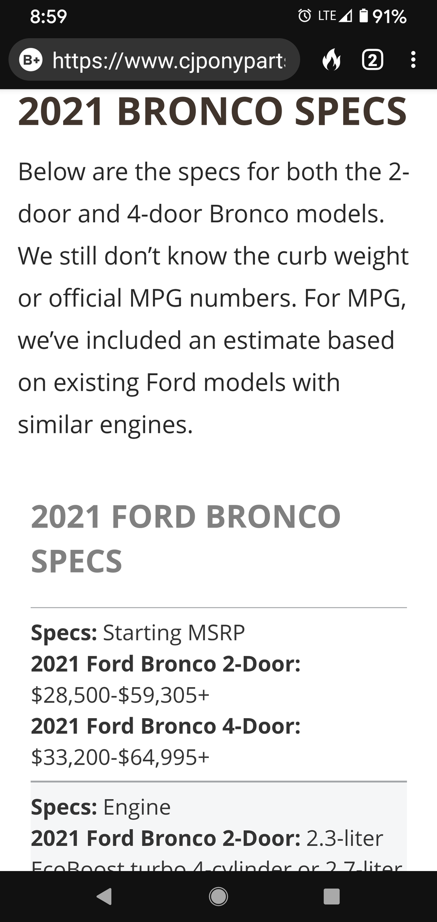 Ford Bronco Ford Estimated MPG Fuel Economy?? Screenshot_20210118-085944