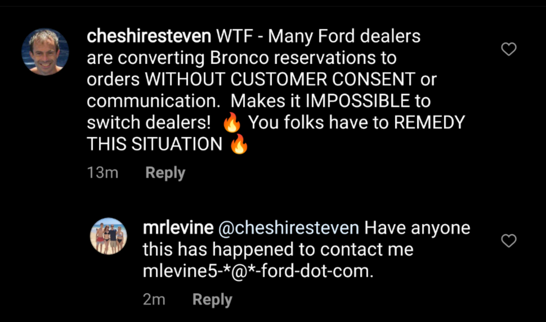 Ford Bronco Dealer used my reservation and ordered a Bronco without my permission, on hold with Ford customer care now! ? Screenshot_20210121-081526