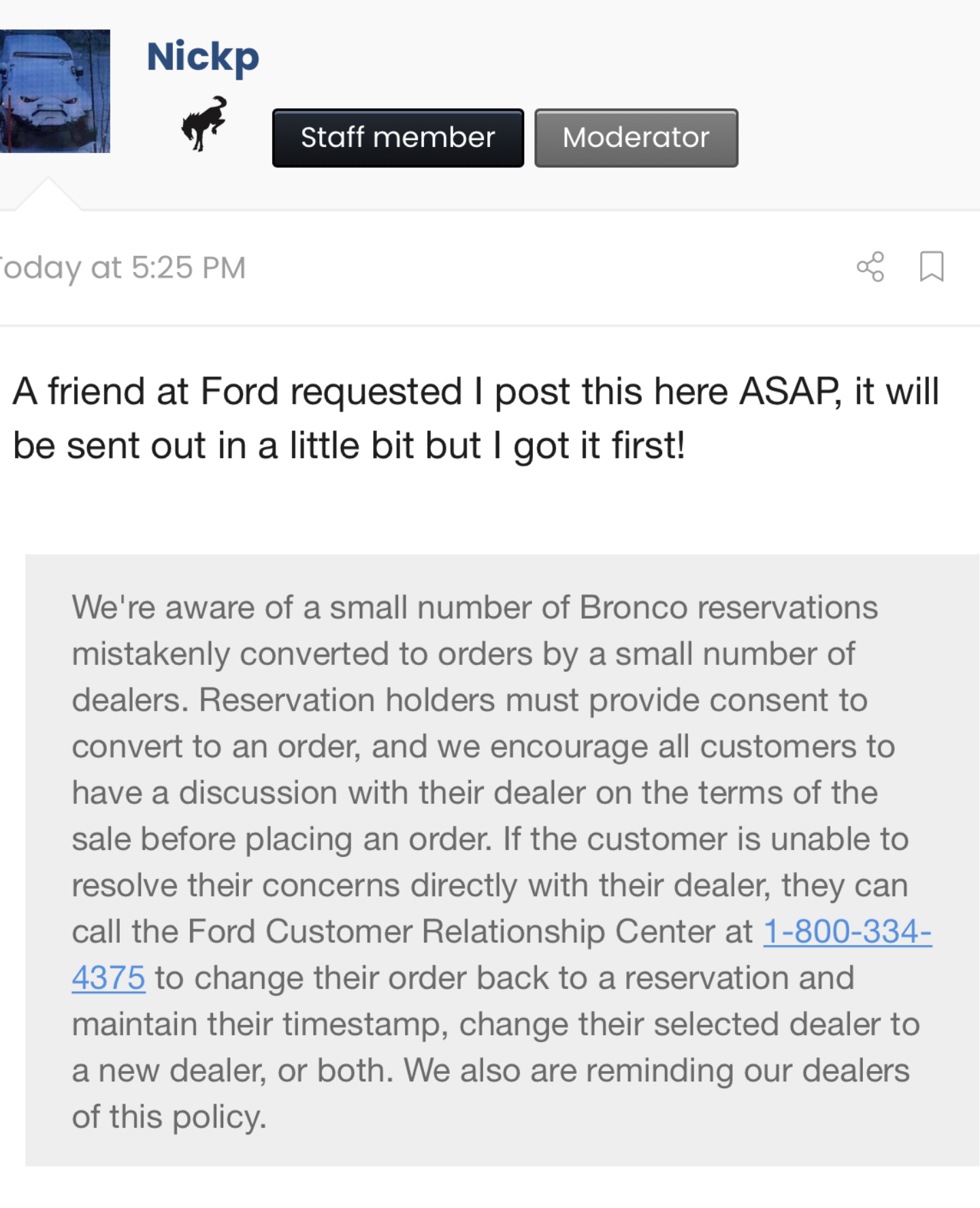 Ford Bronco Response from Ford about dealers converting Bronco reservations unexpectedly Screenshot_20210121-204148_2
