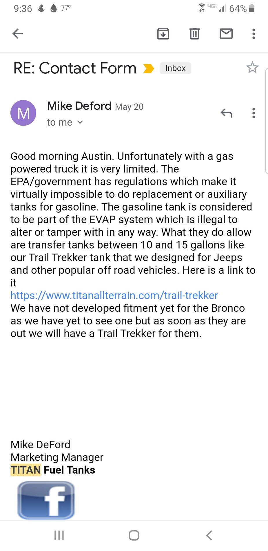 Ford Bronco Upgrading Bronco fuel tank capacity Screenshot_20210610-093608_Gmail