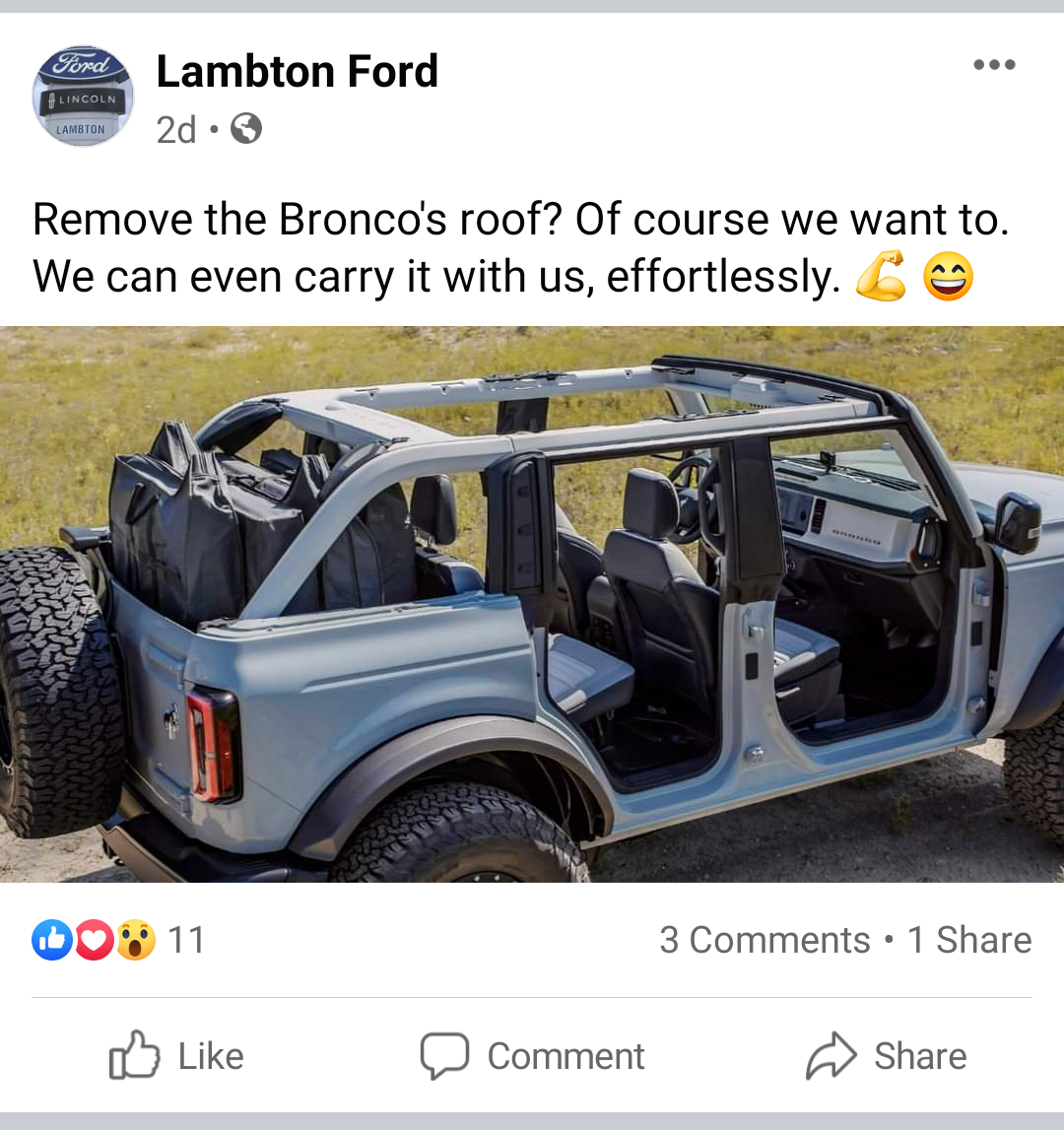 Ford Bronco Dealership is trolling hard with this one 🤣. Screenshot_20210810-115737~2