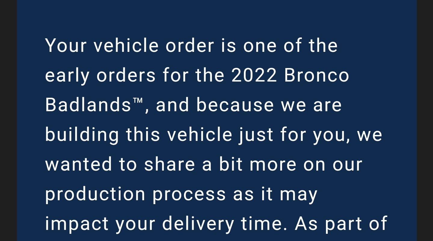 Ford Bronco Nov 1 Update - 2022 order confirmation email from Ford Screenshot_20211026-212708_Gmail