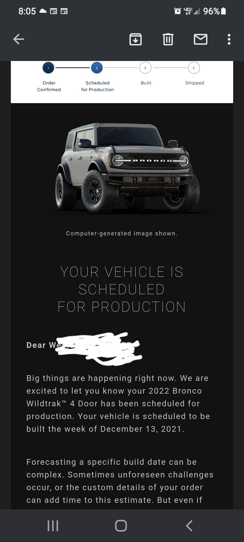 Ford Bronco 2022 order scheduled today (10/28) group Screenshot_20211029-080529_Gmail