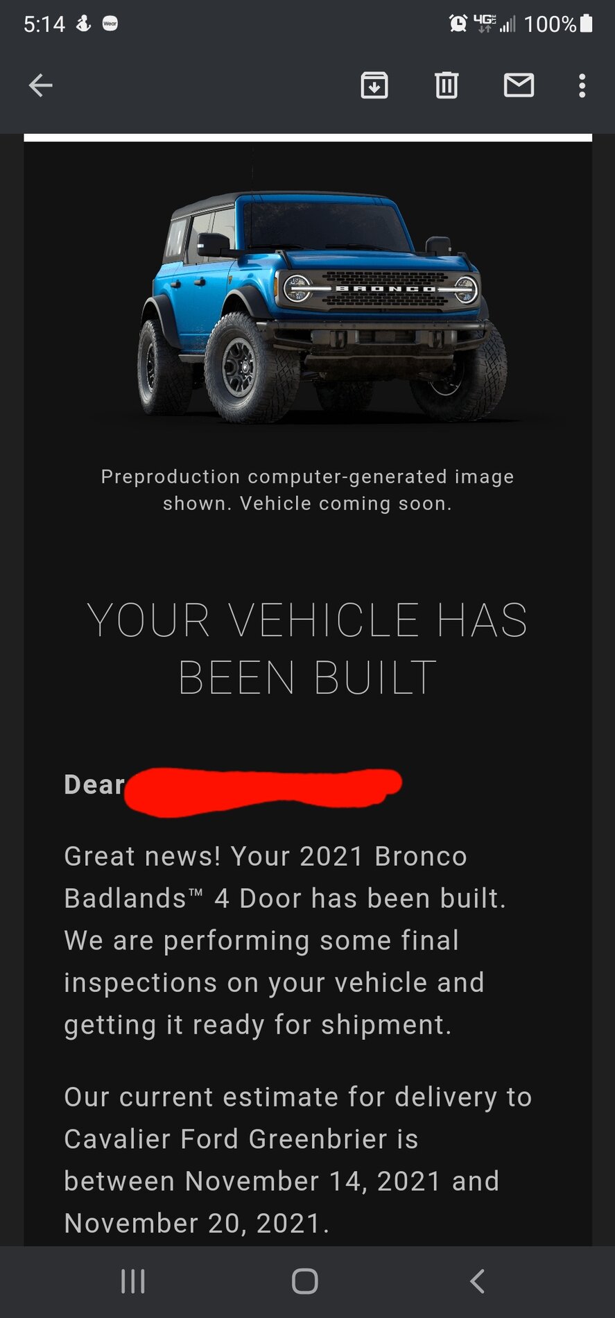 Ford Bronco 🛠 10/25/21 Build Week Group Screenshot_20211105-051436_Gmail
