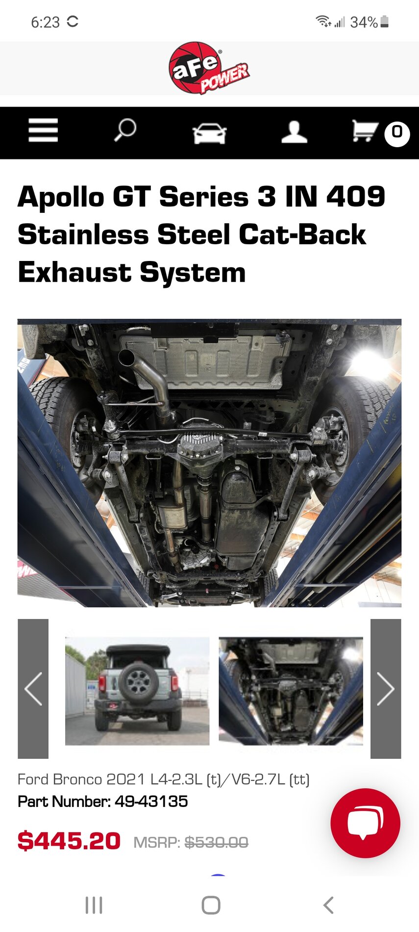 Ford Bronco AFE Power exhaust system for 2.3L Bronco Screenshot_20211117-182358_Samsung Internet