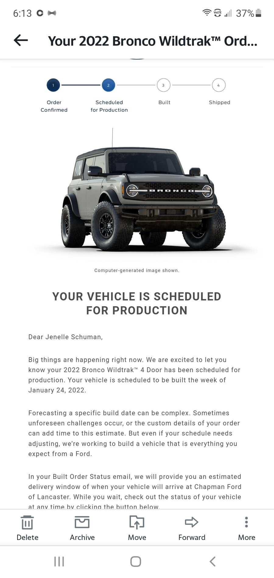 Ford Bronco 🛠 01/24/22 Build Week Group Screenshot_20211118-181318_Yahoo Mail