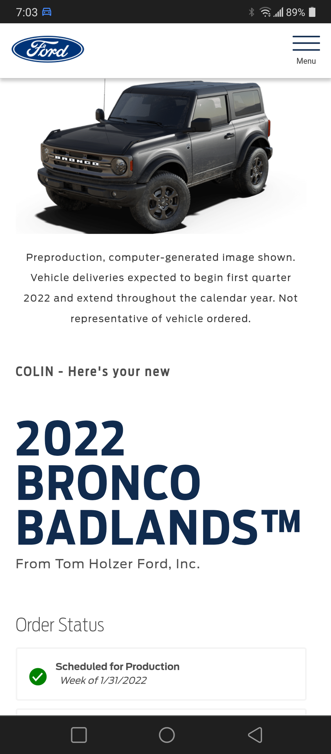 Ford Bronco [SCHEDULING NOW 12/16] ⏱ 2022 Bronco Scheduling Next Week (12/13) For Build Weeks 2/14 and 2/21 Screenshot_20211214-070307