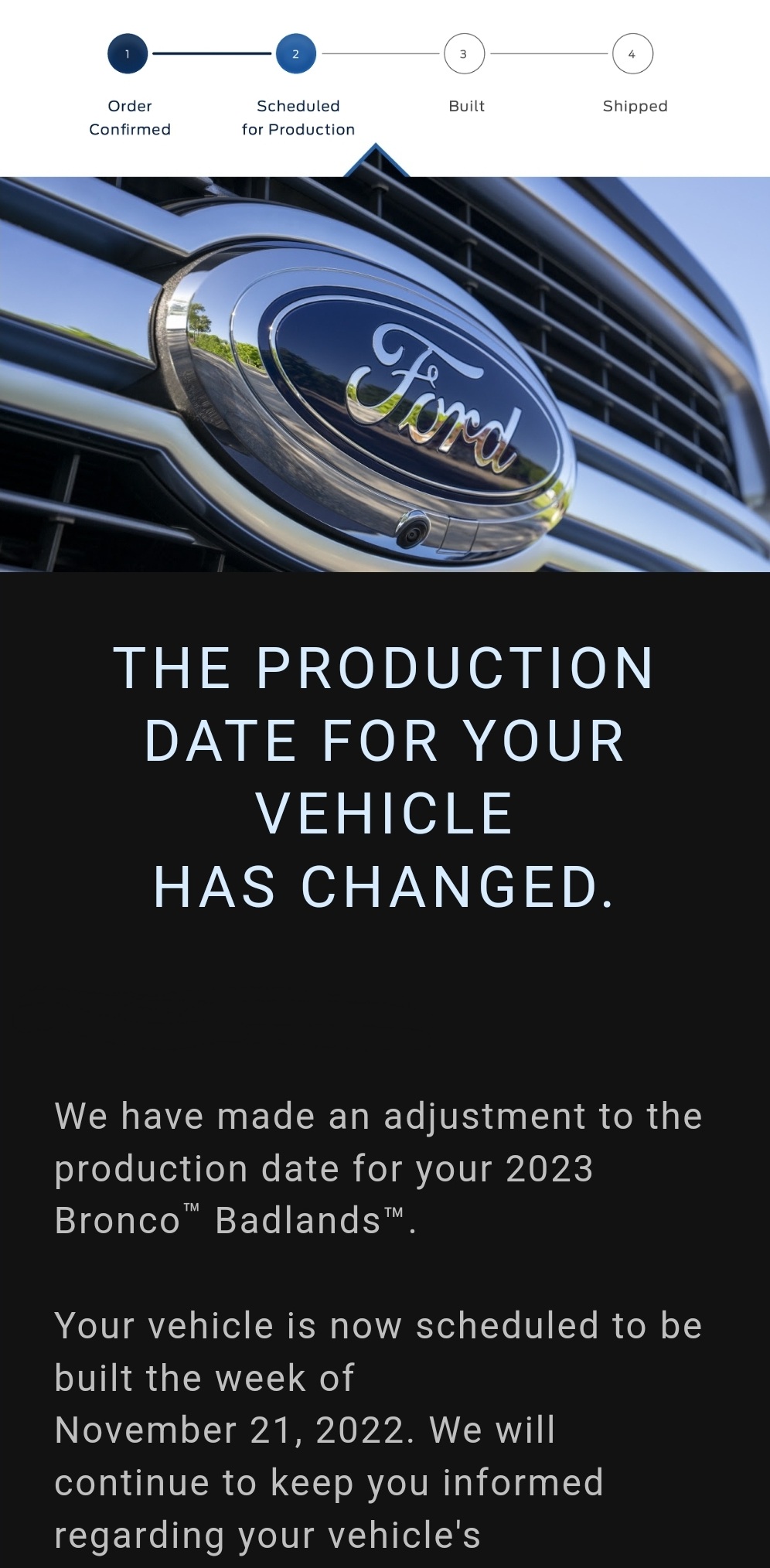 Ford Bronco Order got pushed back for a third time. Screenshot_20221108_181752