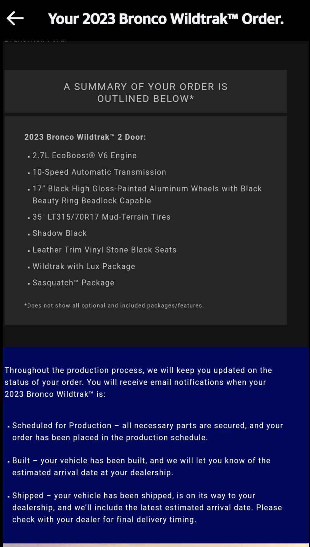 Ford Bronco DORA Confirmation Order Screenshot_20230328-124043_Yahoo Mail