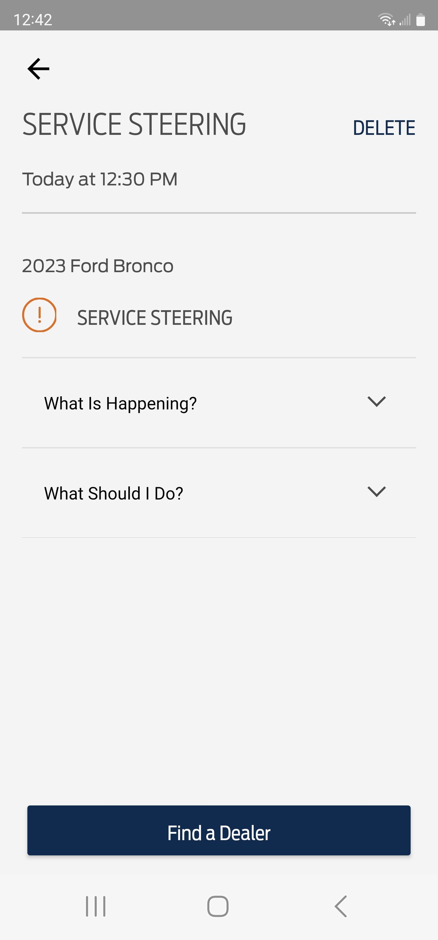 Ford Bronco Steering system internal error message Screenshot_20230917_124234_FordPass