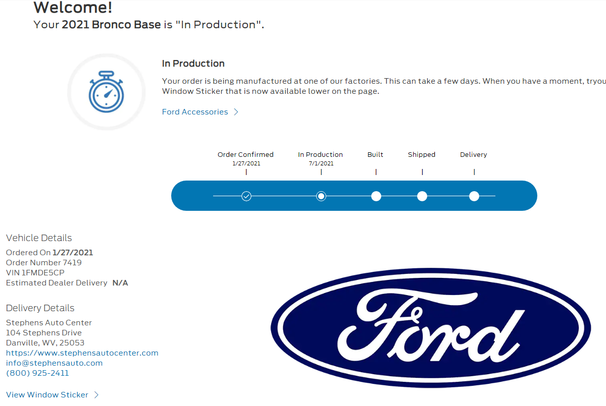Ford Bronco 6/30 blend dates tracker ford logo