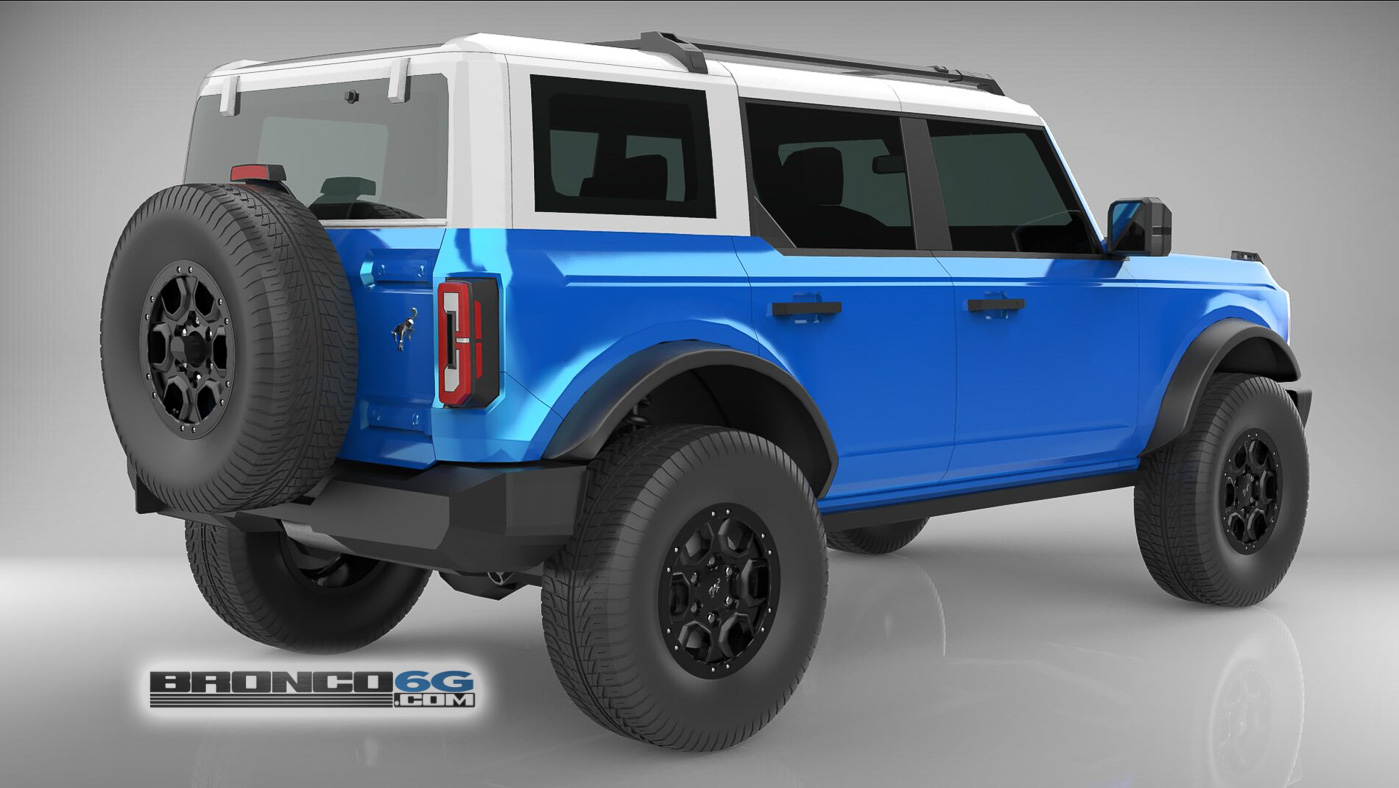 Ford Bronco 4 Door Bronco Colors 3D Model Visualized Velocity Blue White Top Grille 4 Door 2021 Bronco 3D Model Rear