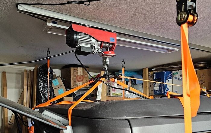 My Cheap Hard Top Hoist for Garage Ceiling