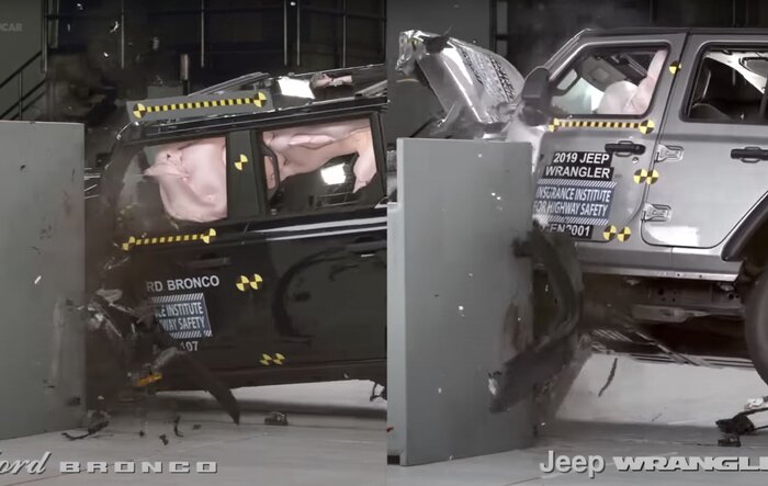 Car & Driver analyzes crash test results between Bronco vs. Jeep Wrangler