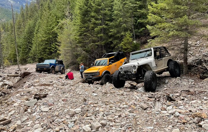 Two Broncos and a Jeep Run Compressor Trail