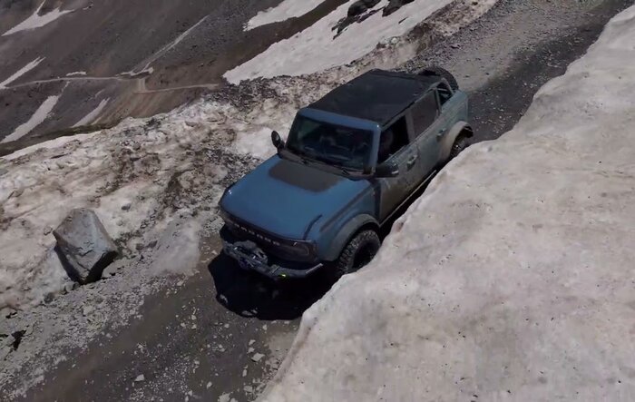 Bronco Coming Down Imogene Pass, Colorado!